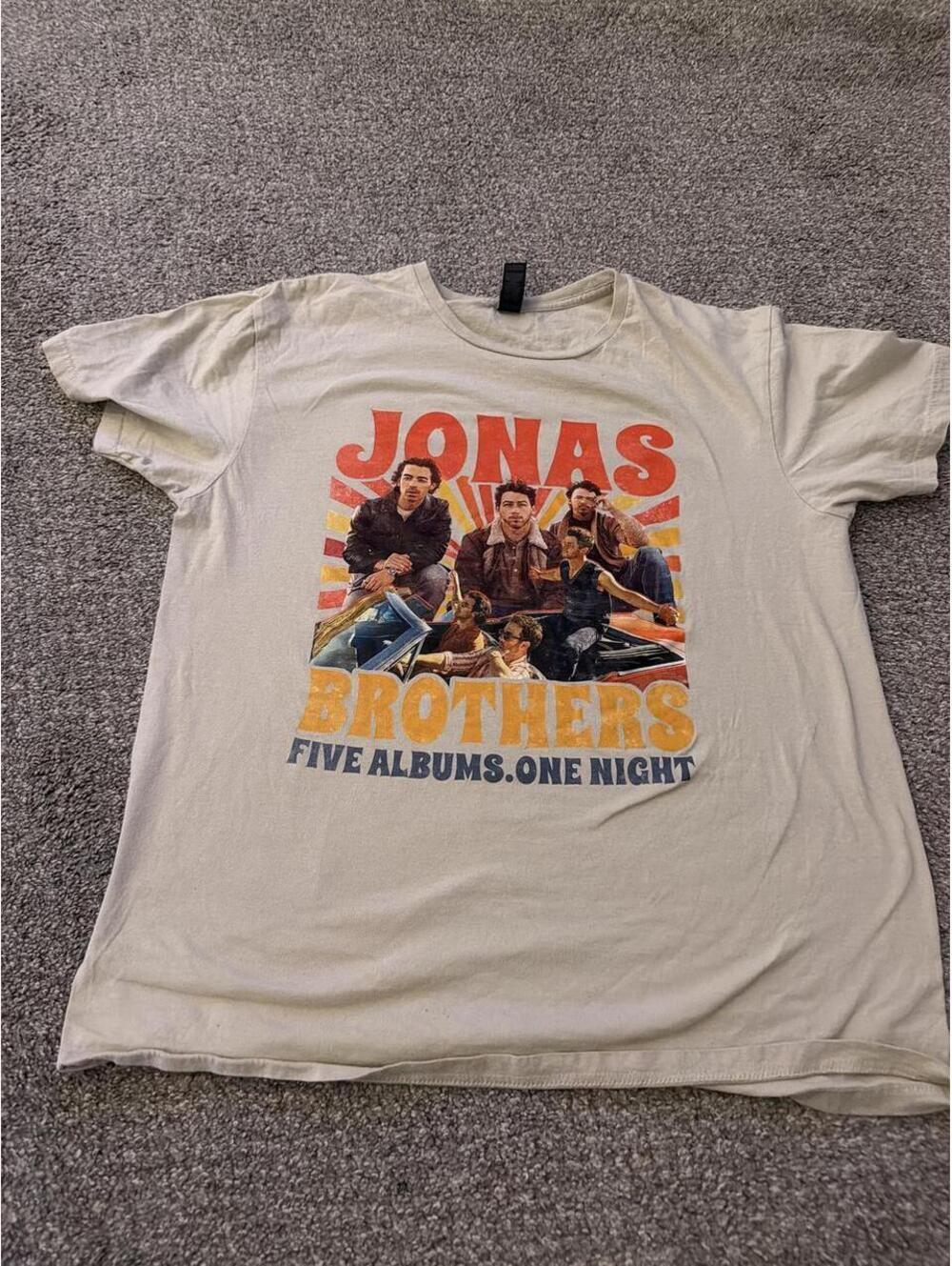 Official concert merchandise t-shirt from the Jonas Brothers' "Five Albums